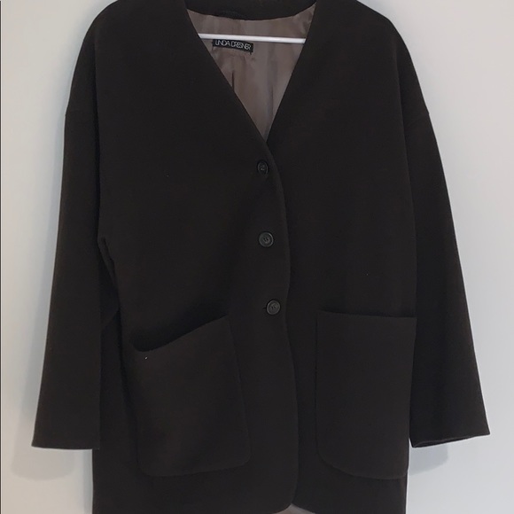 Linda Dresner Jackets & Blazers - Dark Brown Wool Coat